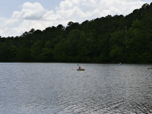 He fished alone while his child slept